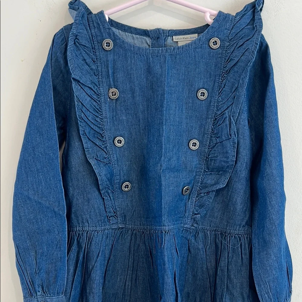 Calvin Klein Girls Blue‎ Ruffled Top and Patterned Leggings Set Size 5 NWOT